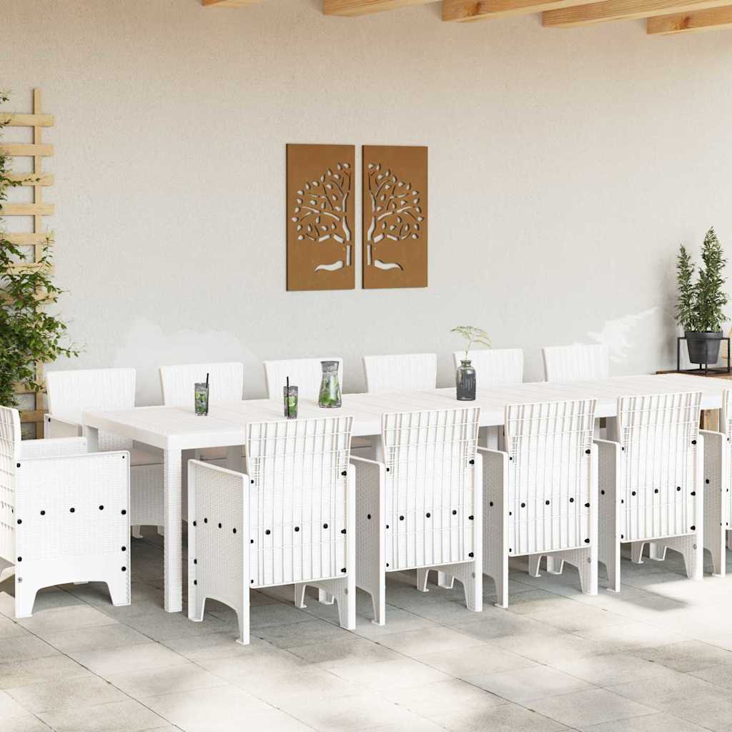 Hage Spisegruppe 15 pcs Hvit Polt rattan