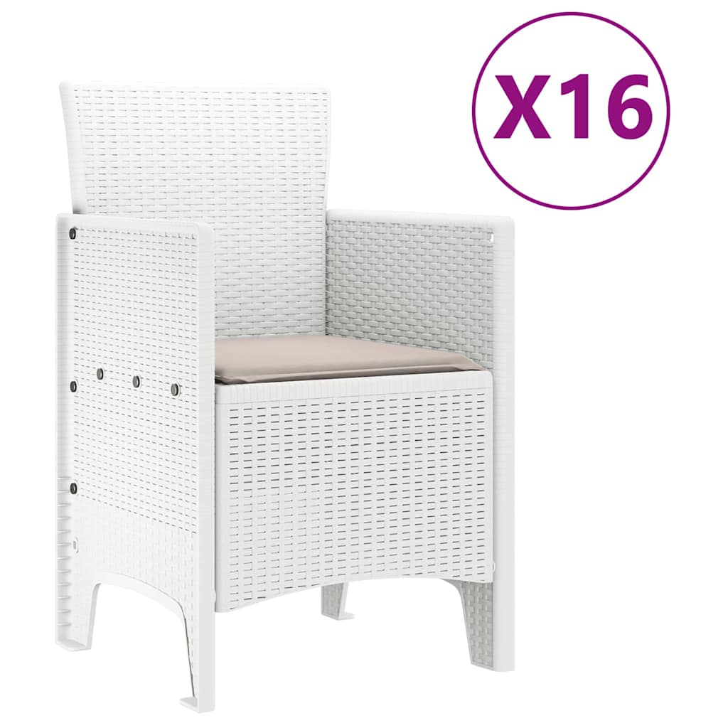 Hage Spisestue Set med Puter 17 stk. Hvit PP