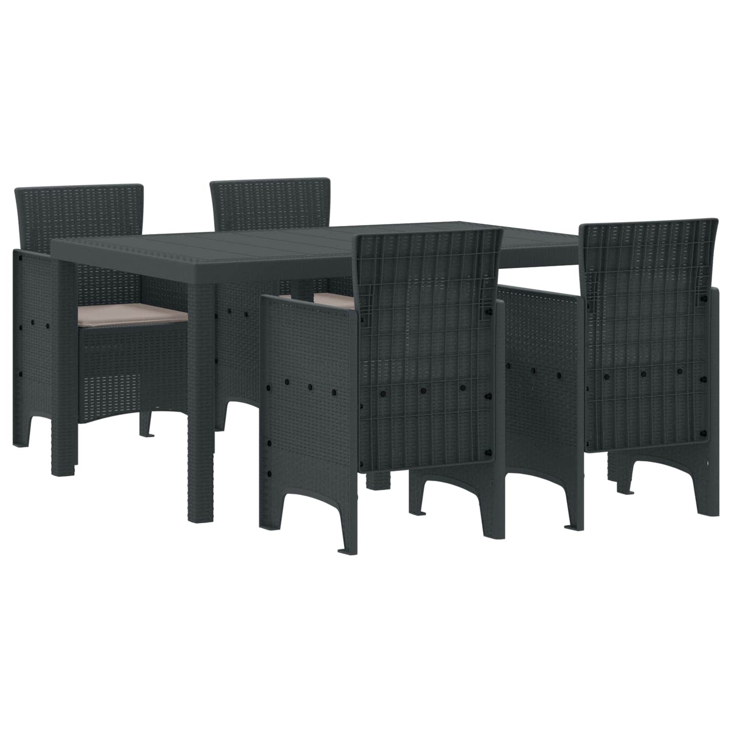 Hage Spisegruppe 5 pcs Antrasitt Polt rattan