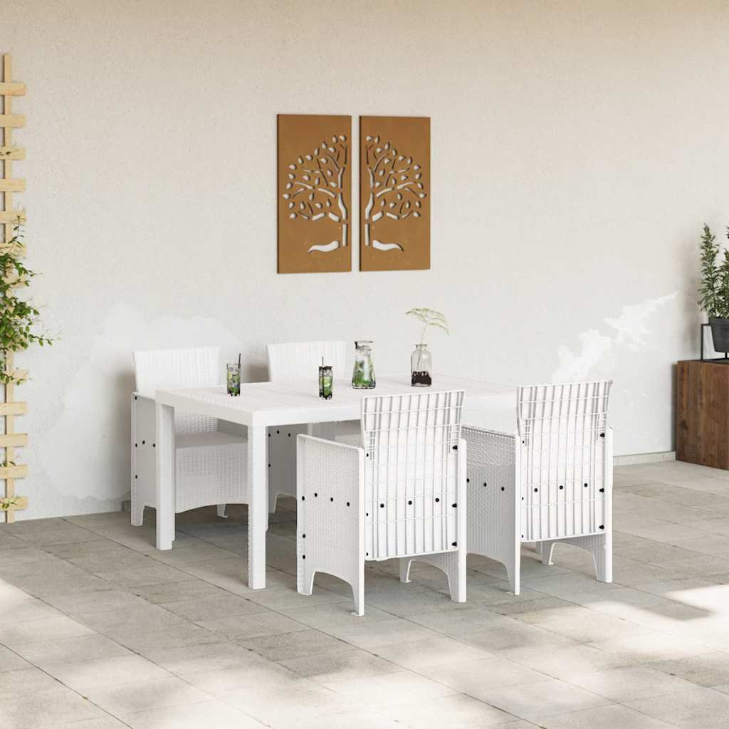 Hage Spisegruppe 5 stk. Hvit Polt rattan