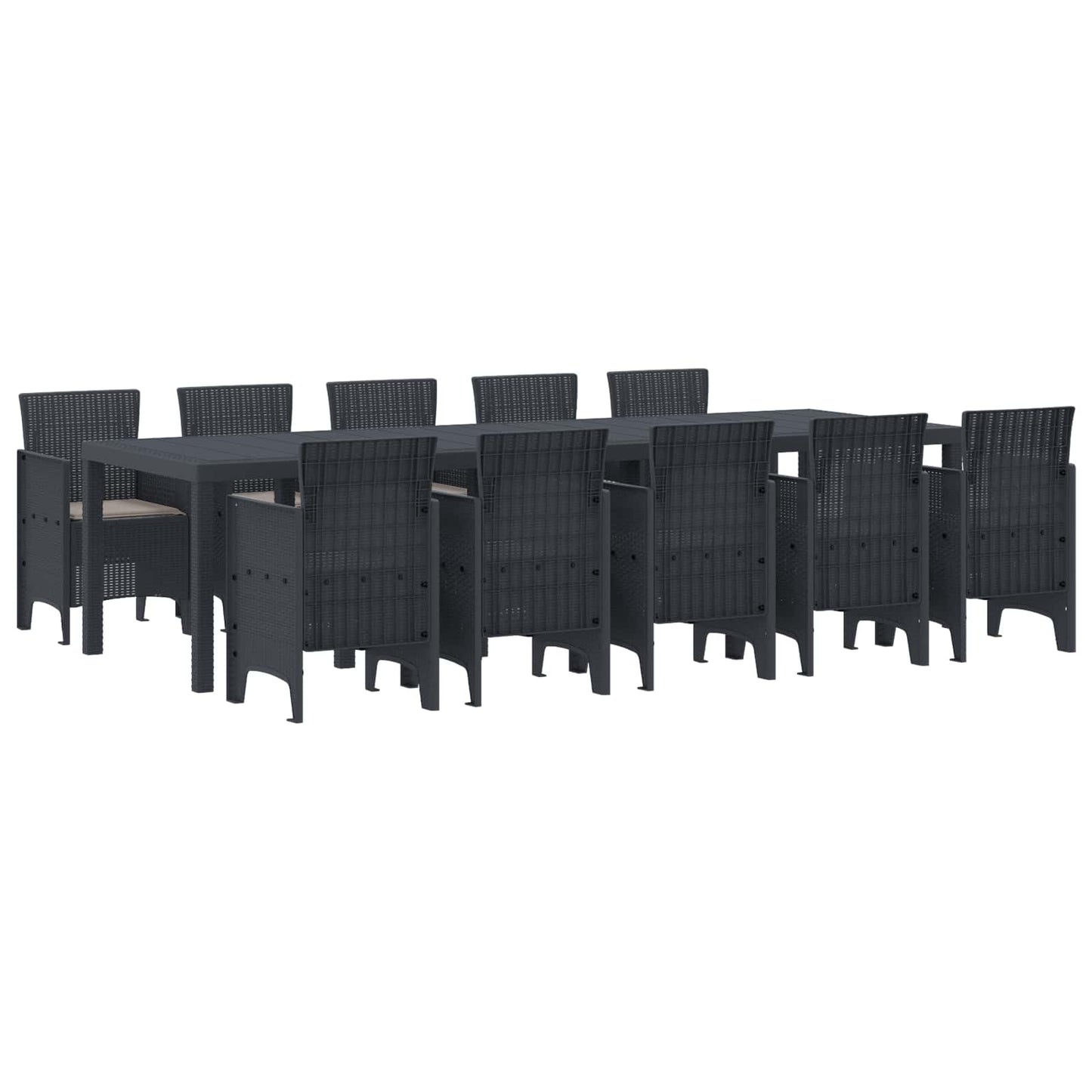 Hage Spisegruppe 11 stk. Antrasitt Poly rattan