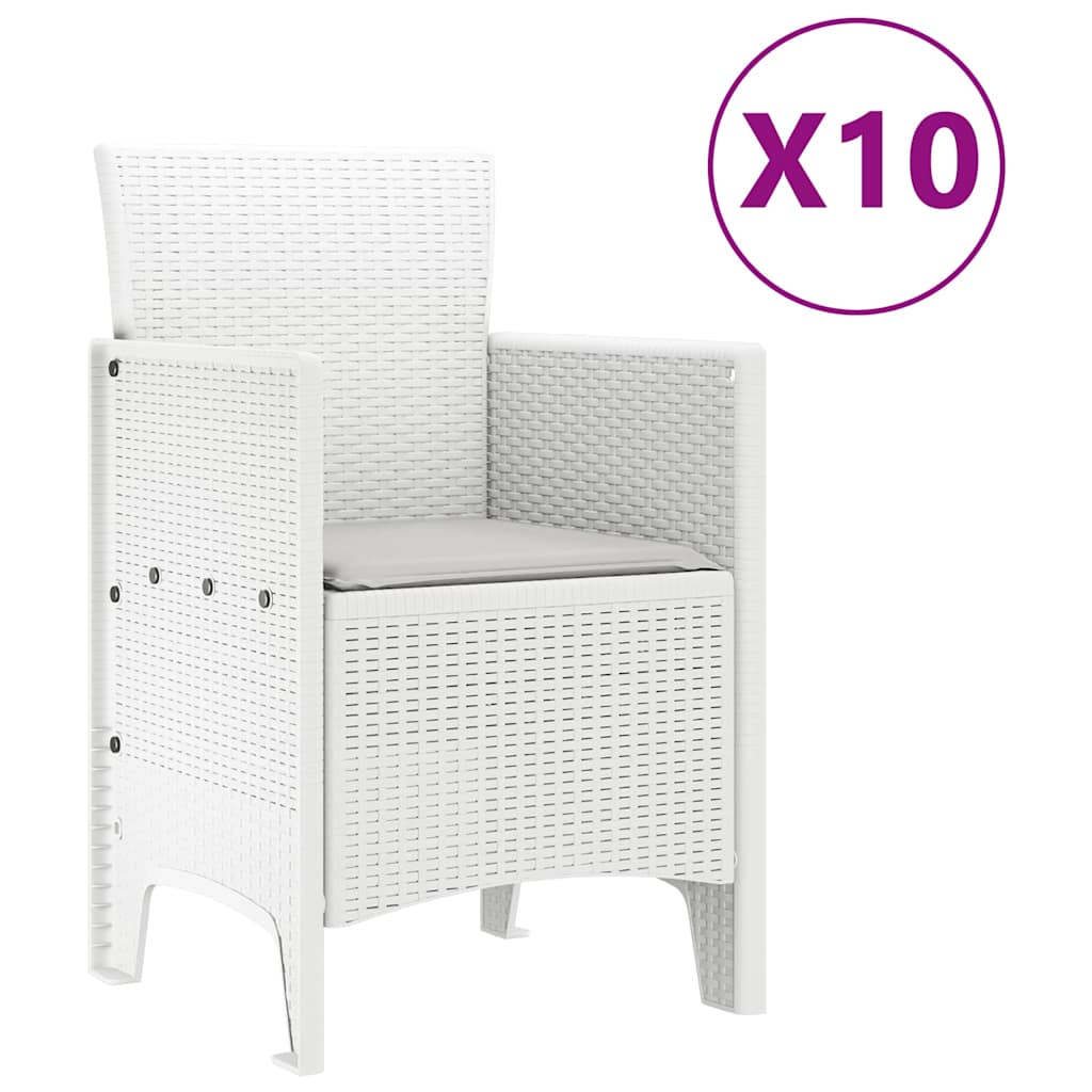 Hage Spisegruppe 11 stk. Hvit og lys grå Rattan og polyester