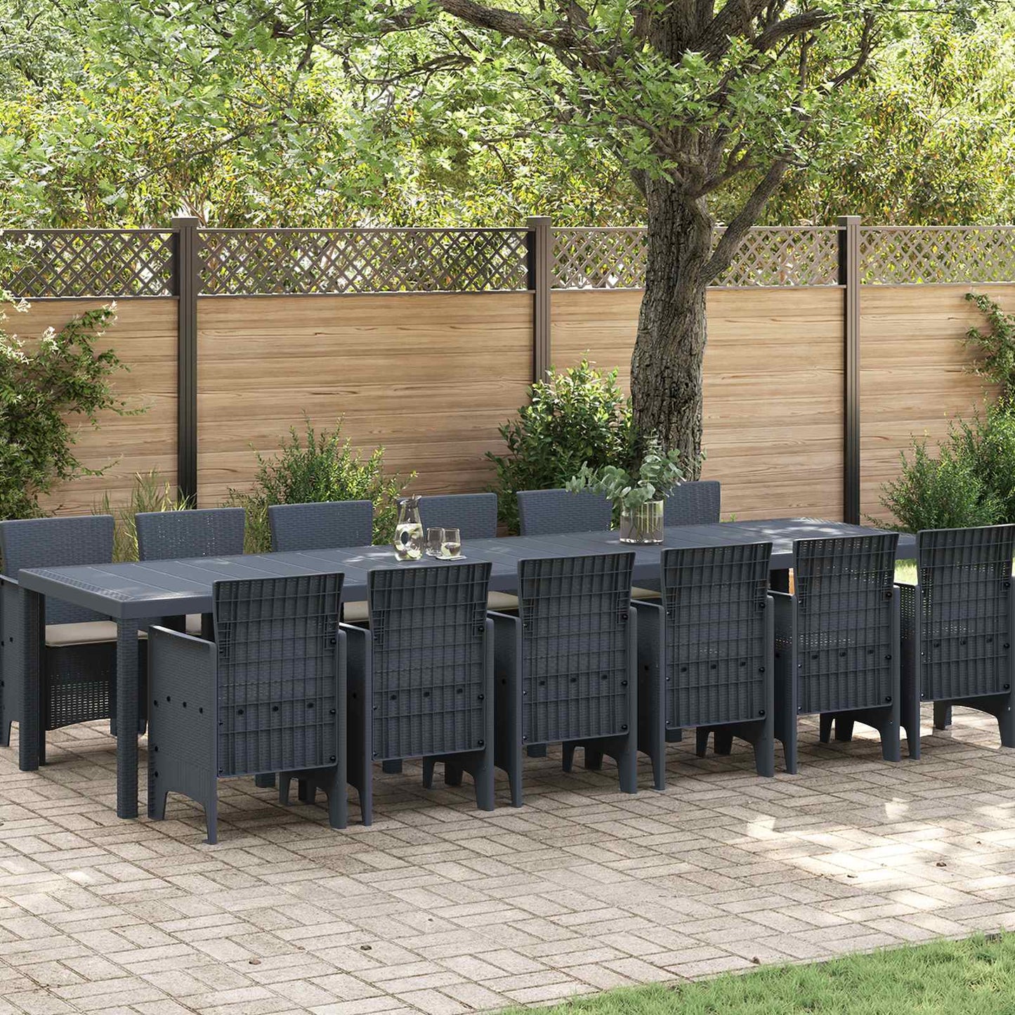 Hage Spisegruppe 13 pcs Antrasitt Polt rattan