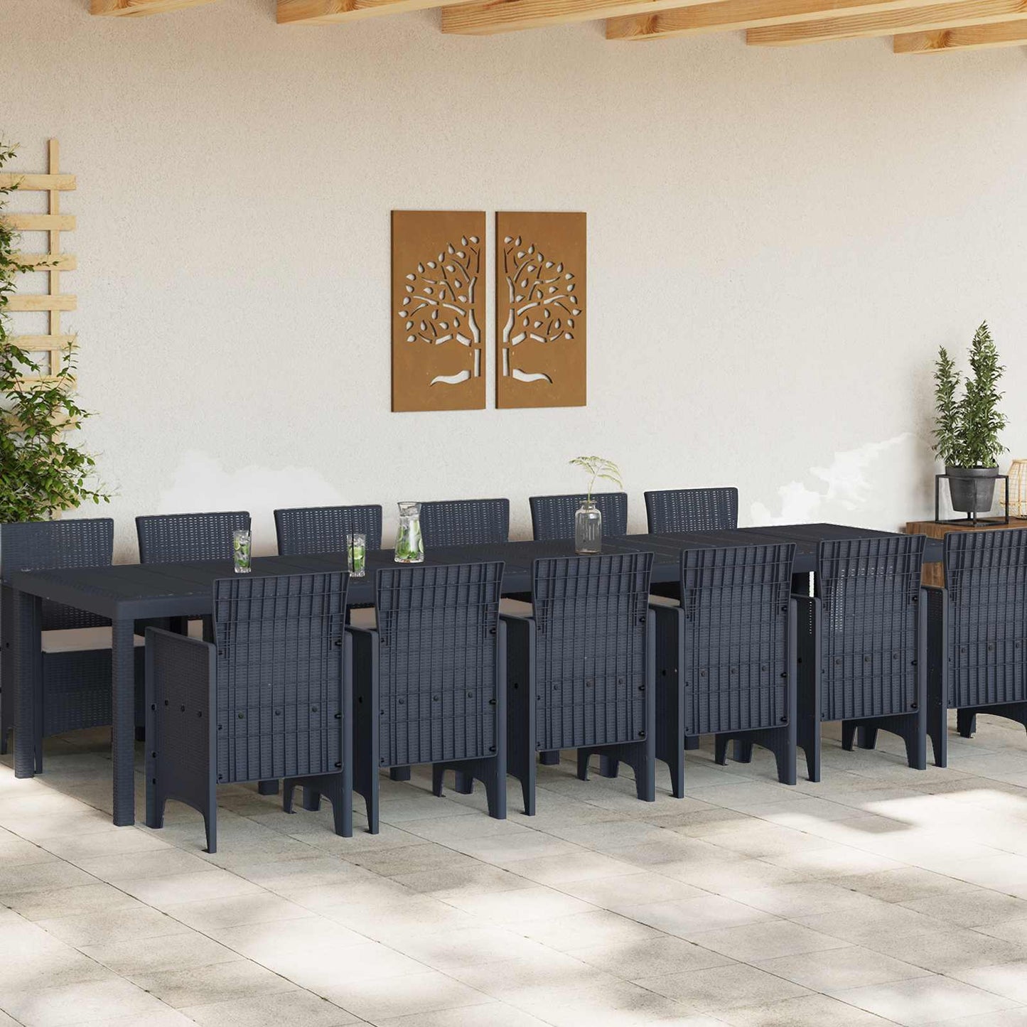 Hage Spisegruppe 13 pcs Antrasitt Polt rattan
