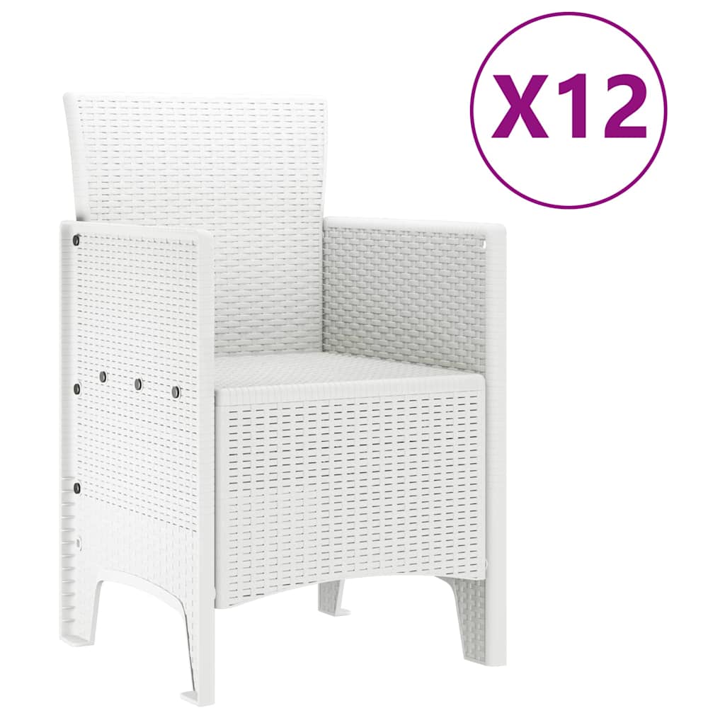 Hage Spisegruppe 13 stk. Hvit Polt rattan