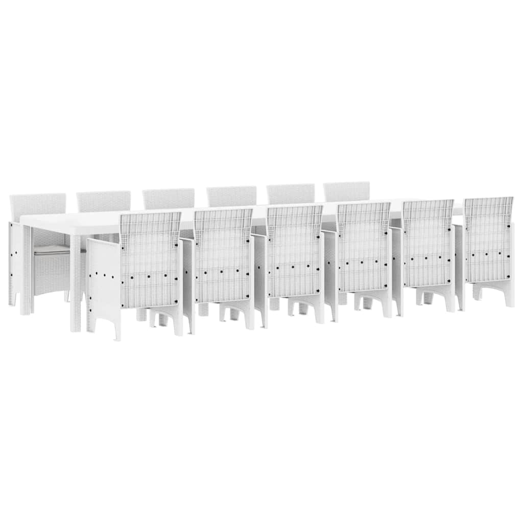 Hage Spisegruppe 13 stk. Hvit Polt rattan