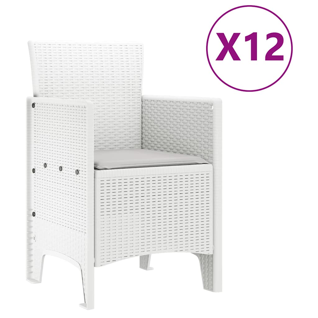 Hage Spisegruppe 13 stk. Hvit Polt rattan