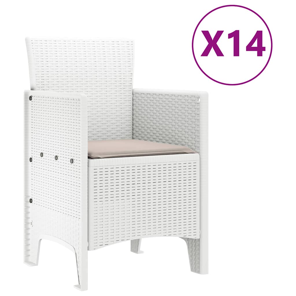 Hage Spisestue Set med Puter 15 stk. Hvit PP