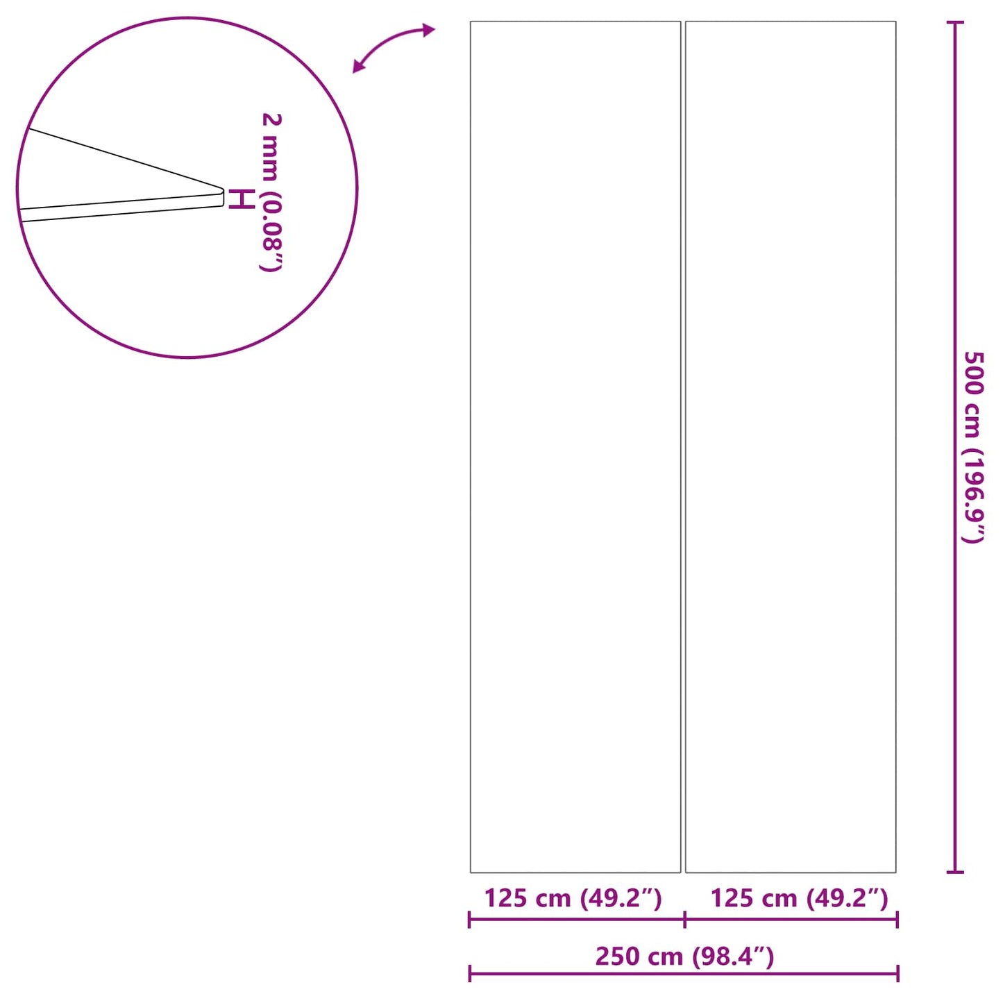 Bunnark til basseng Svart 500 x 250 x 0,1 cm Uvevd Stoff