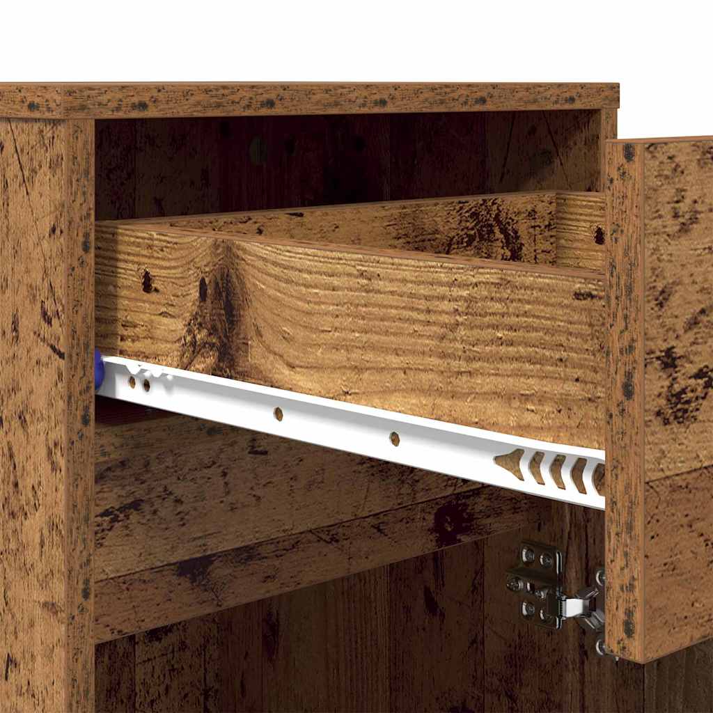 LED Nattbordskap med skuff 2 pcs Gammelt tre 38 x 34 x 61 cm