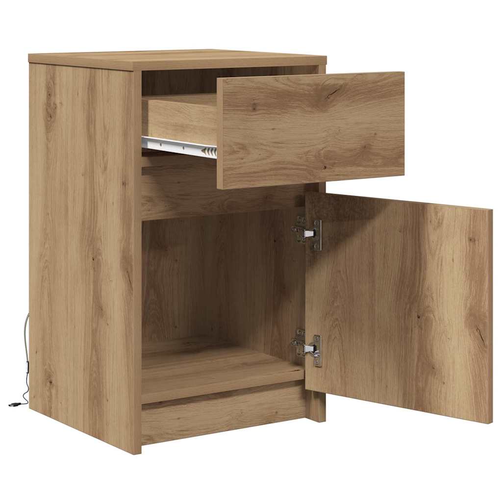 LED Nattbordskap artisan eik 38 x 34 x 61 cm Konstruert tre