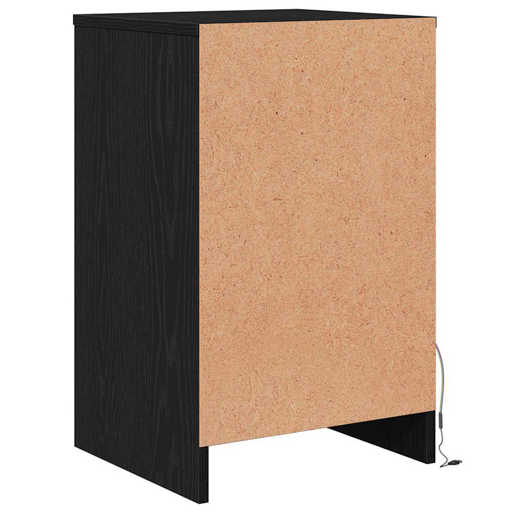 LED Nattbordskap Svart eik 38 x 34 x 61 cm Konstruert tre