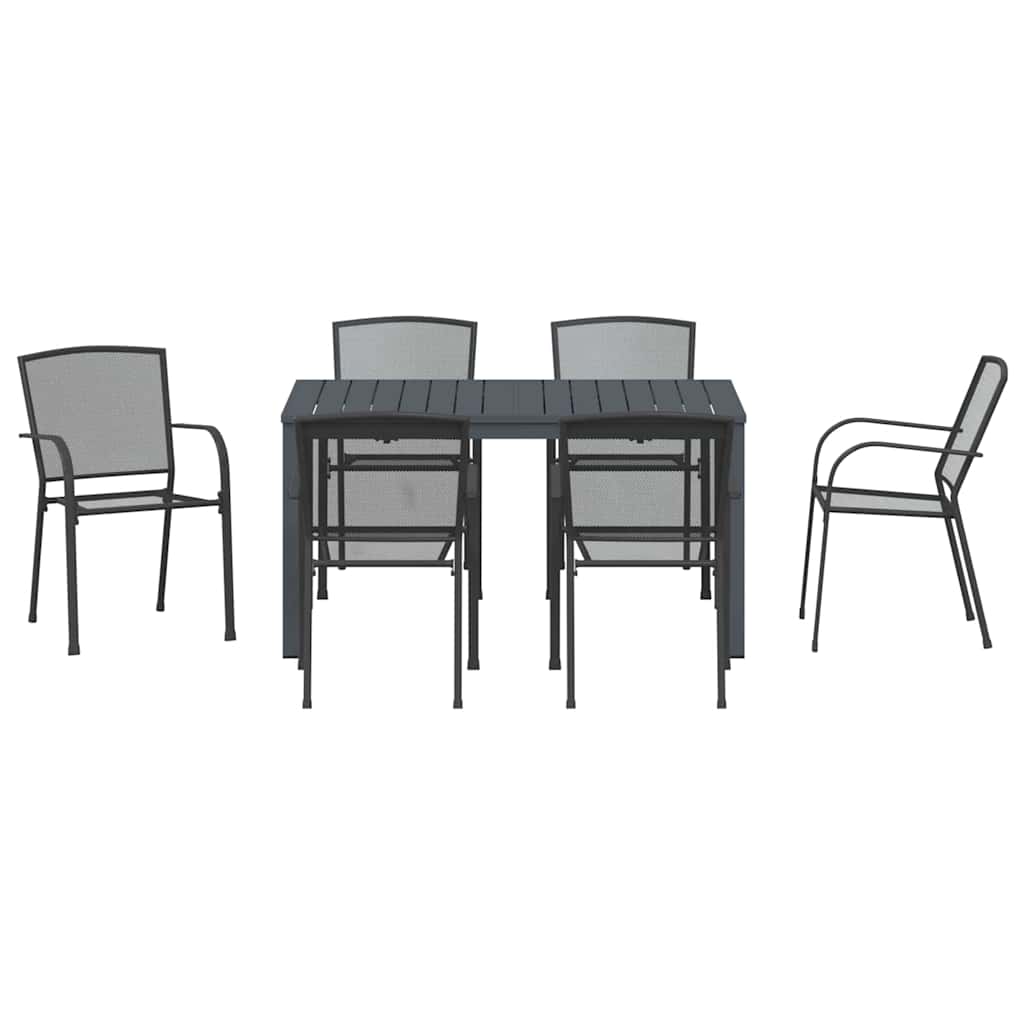 Hage Spisegruppe 7 pcs Antrasitt Pulverlakkert stål