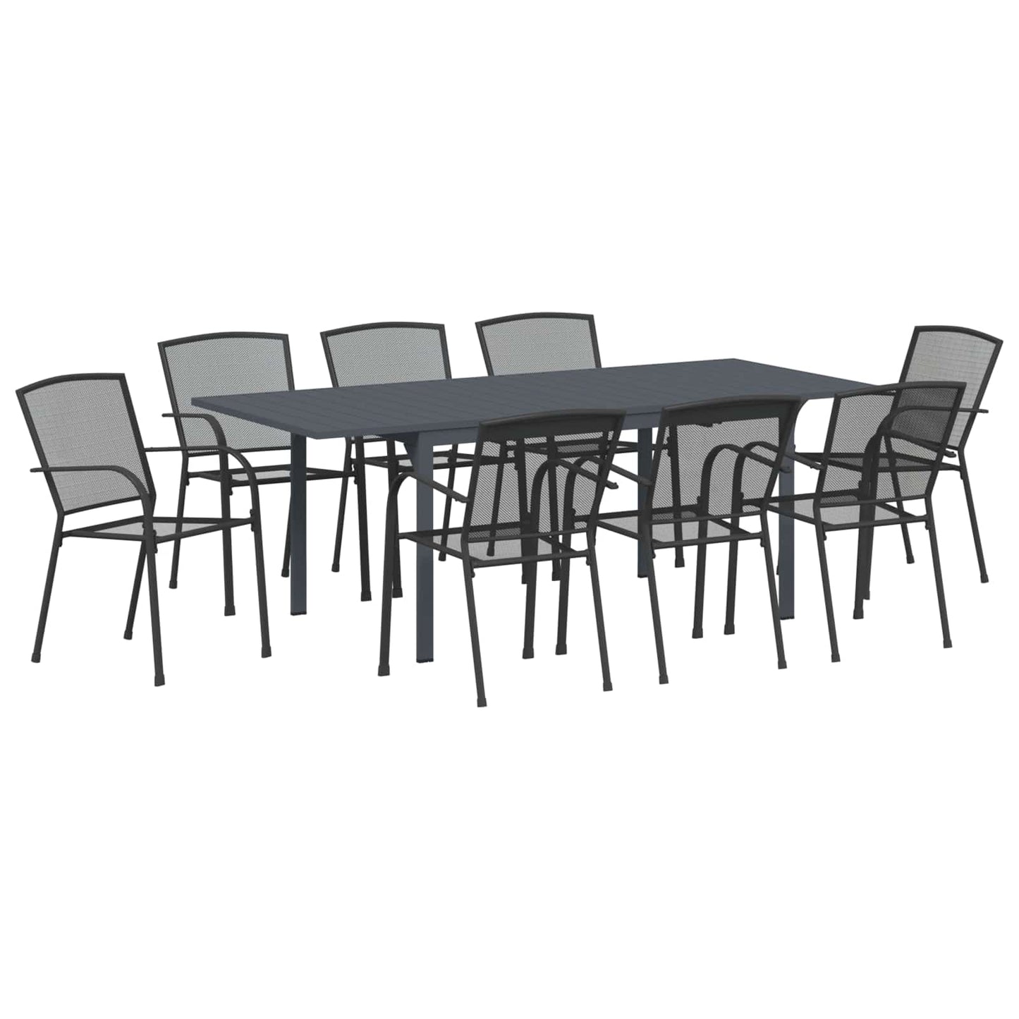 Hage Spisegruppe 9 pcs Antrasitt Stål