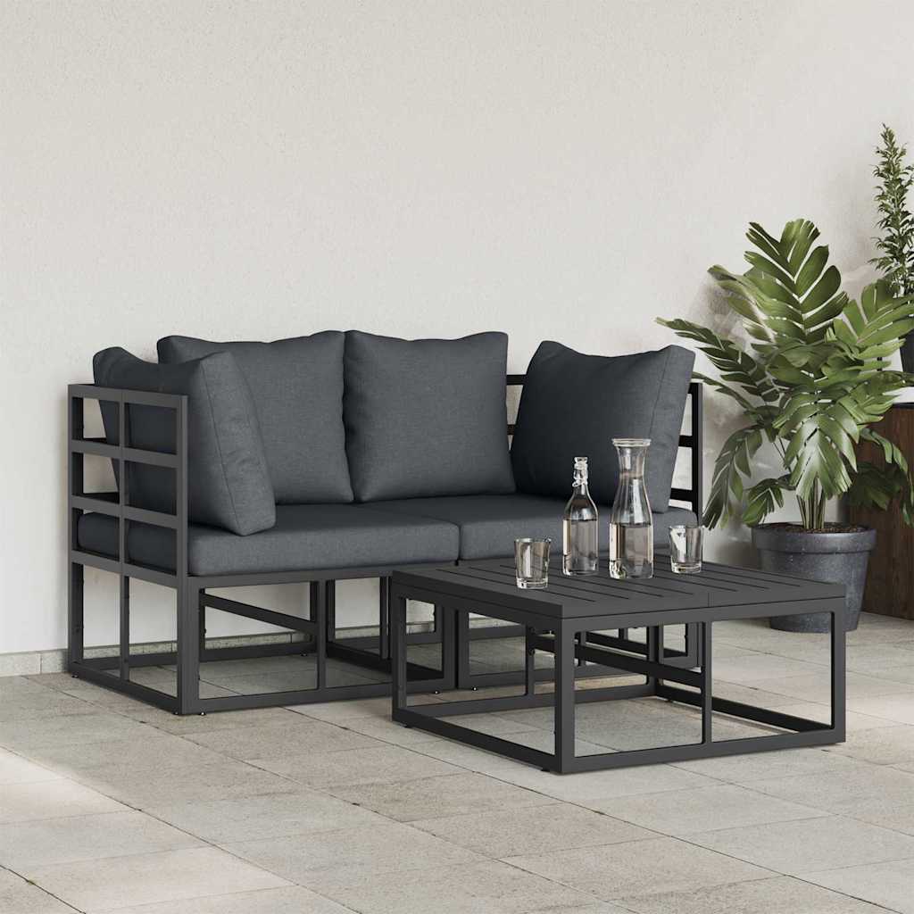 Hagesofa Set 3 pcs Svart Metall