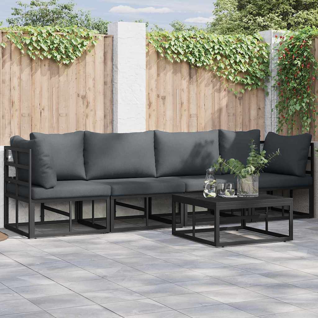 Hagesofa Set 4 pcs Svart Metall