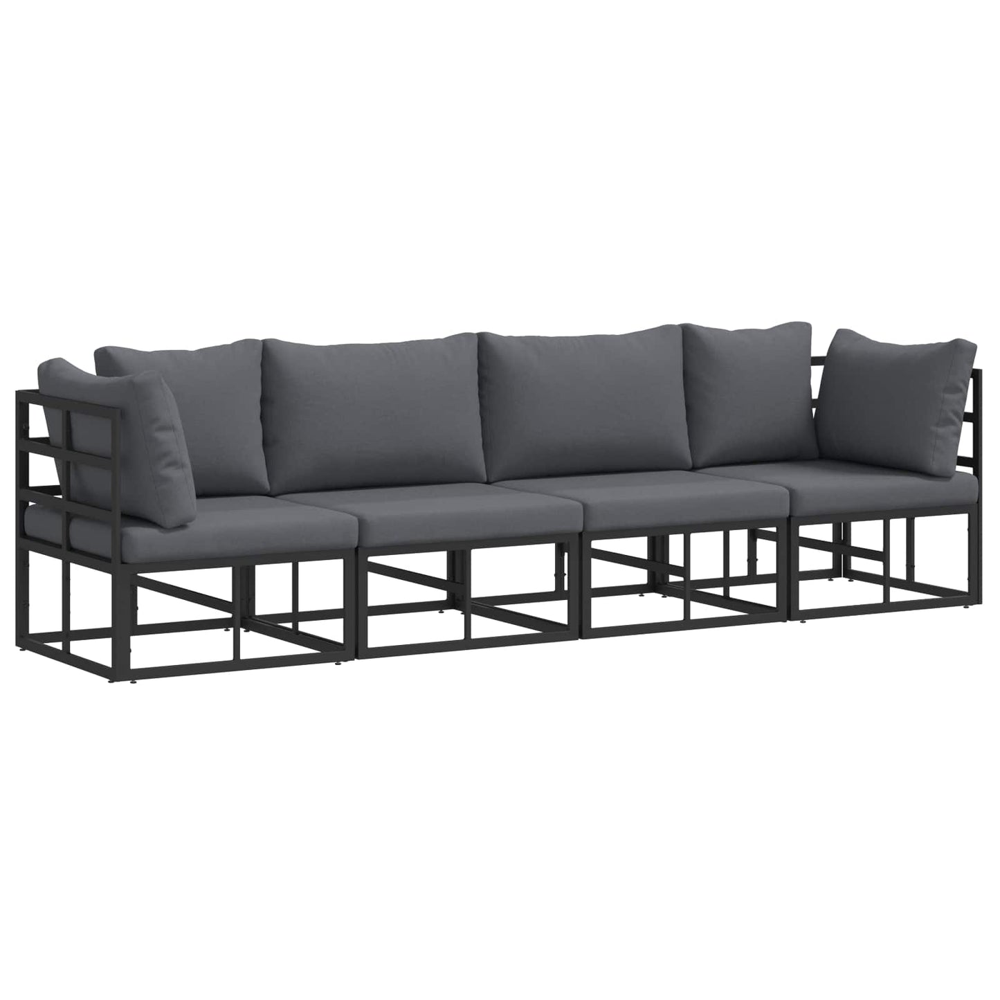 Hagesofa Set 4 pcs Svart Metall