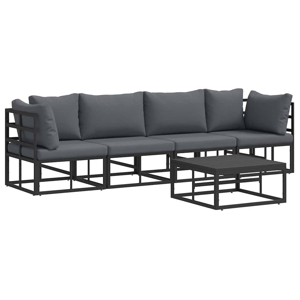 Hagesofa Set 5 pcs Svart Metall