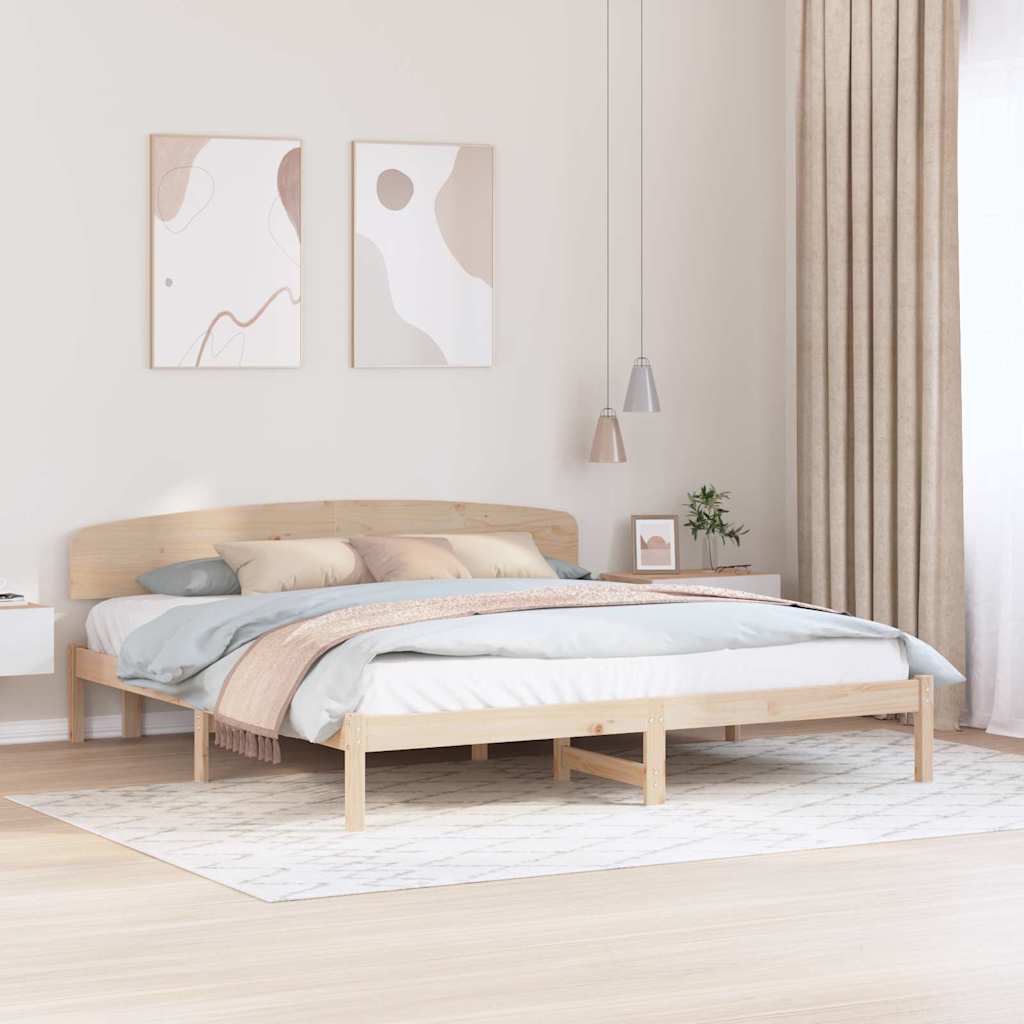 Sengestamme med hodegjerde Naturlig 200 x 200 cm Massiv furu
