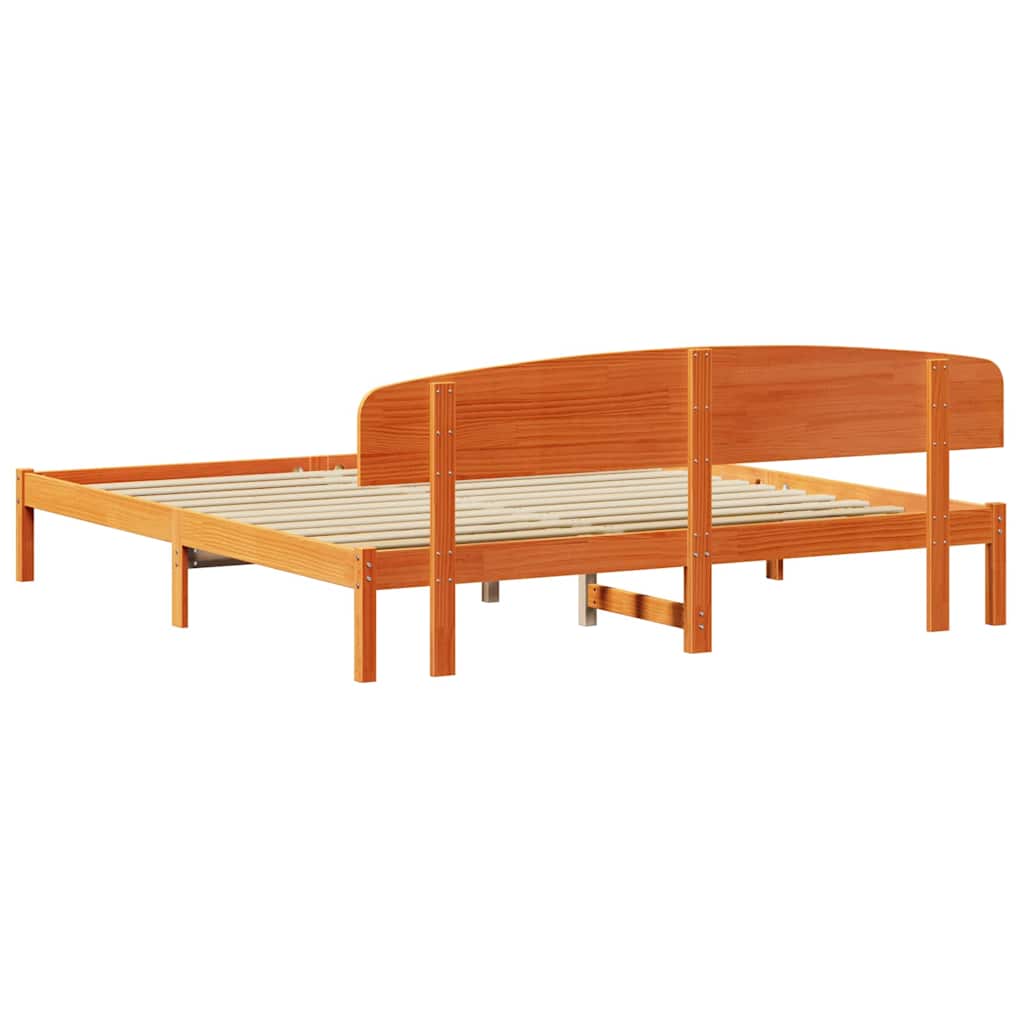 Sengestamme med hodegjerde Vokset Brun 180 x 200 cm Massiv furu
