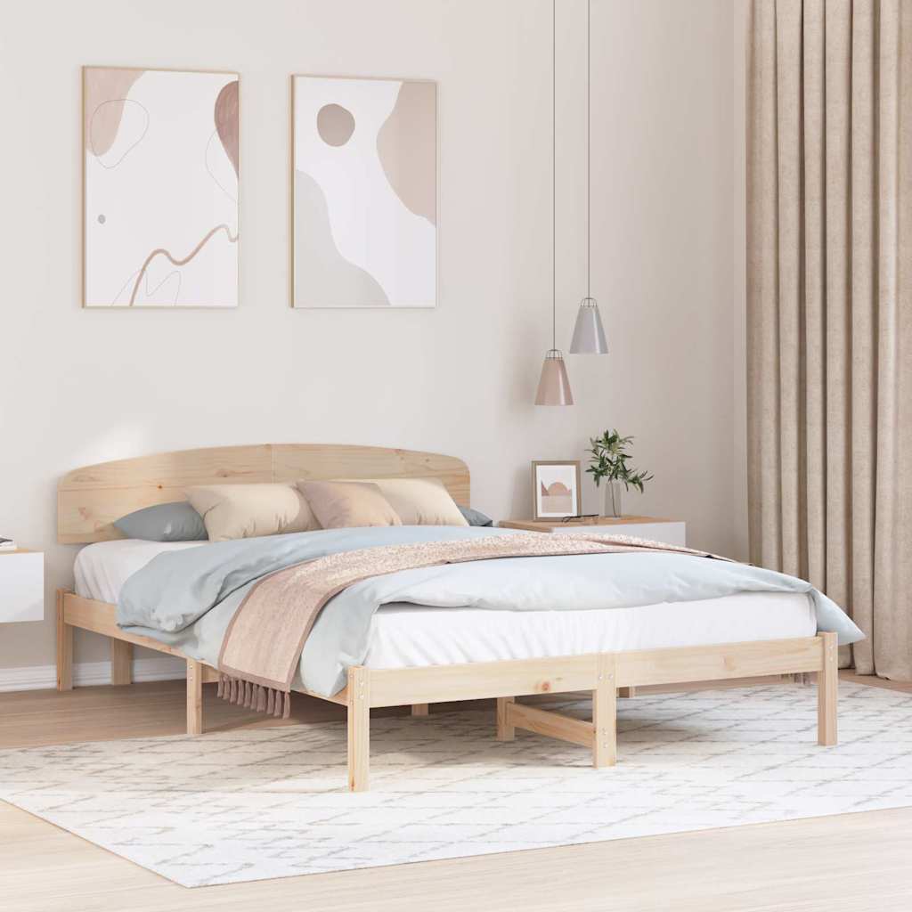 Sengestamme med hodegjerde Naturlig 160 x 200 cm Massiv furu