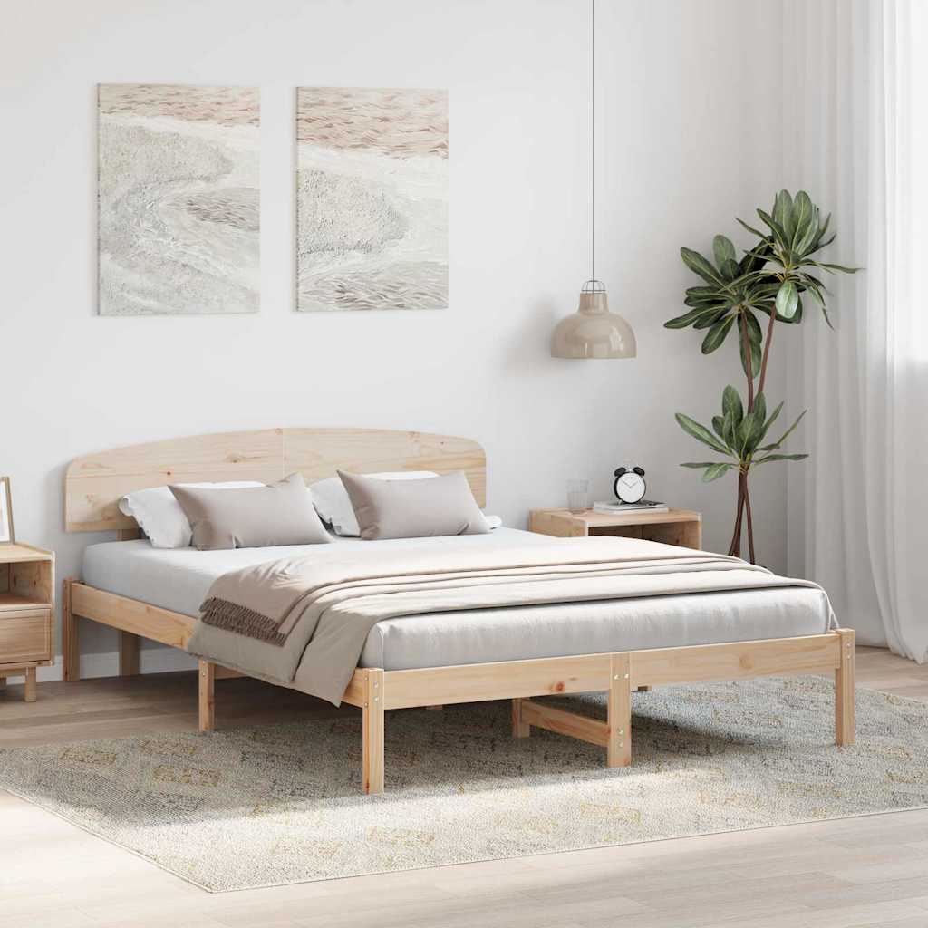 Sengestamme med hodegjerde Naturlig 160 x 200 cm Massiv furu