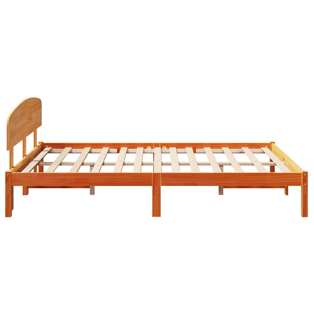 Sengestamme med hodegjerde Vokset Brun 160 x 200 cm Massiv furu