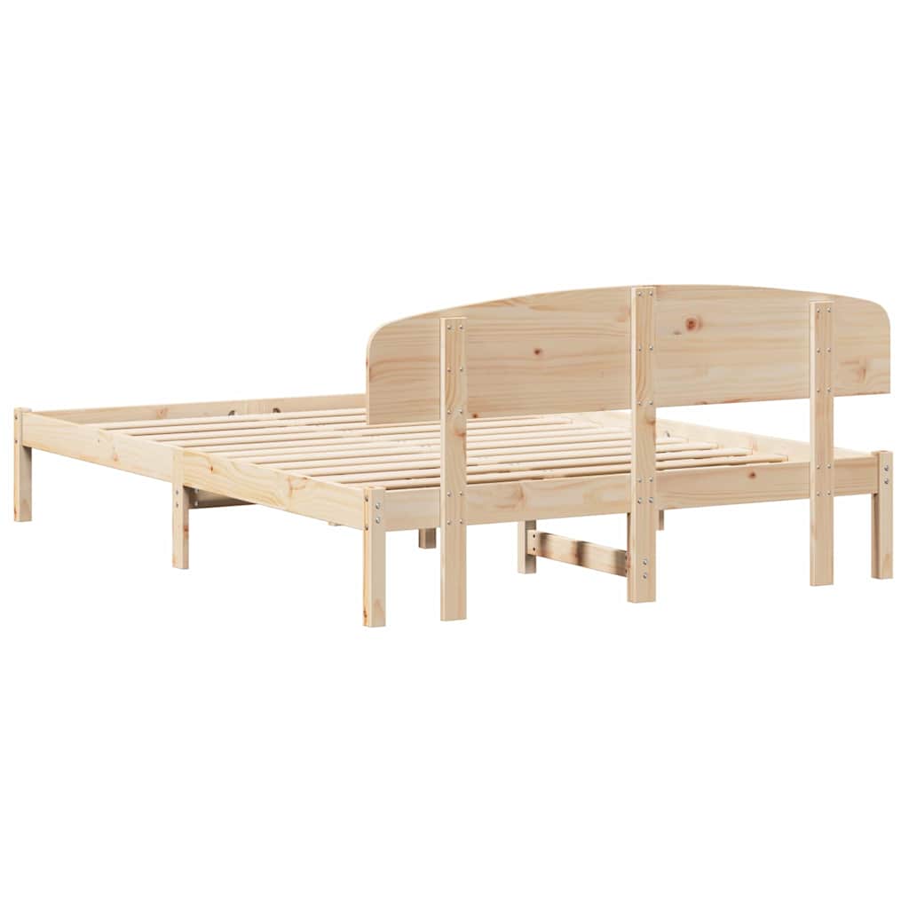 Sengestamme med hodegjerde Naturlig 150 x 200 cm Massiv furu