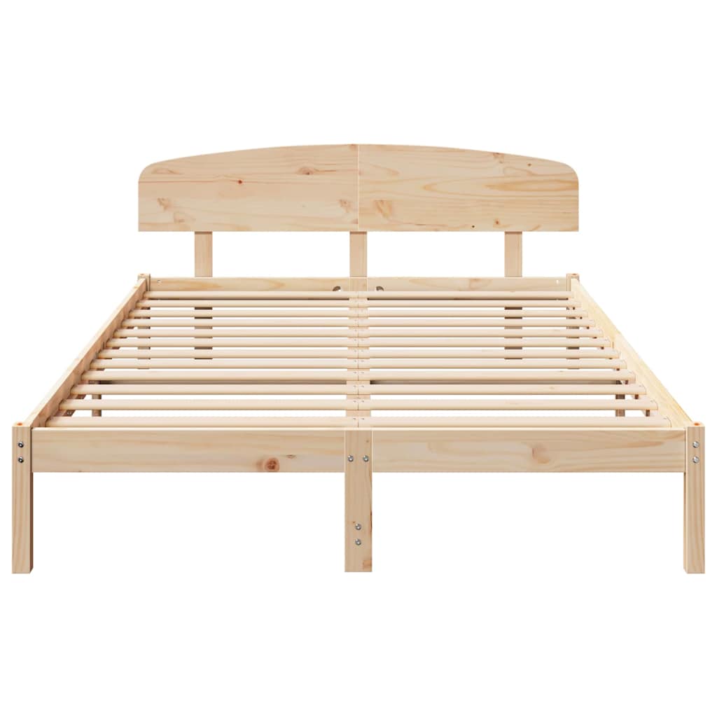 Sengestamme med hodegjerde Naturlig 150 x 200 cm Massiv furu