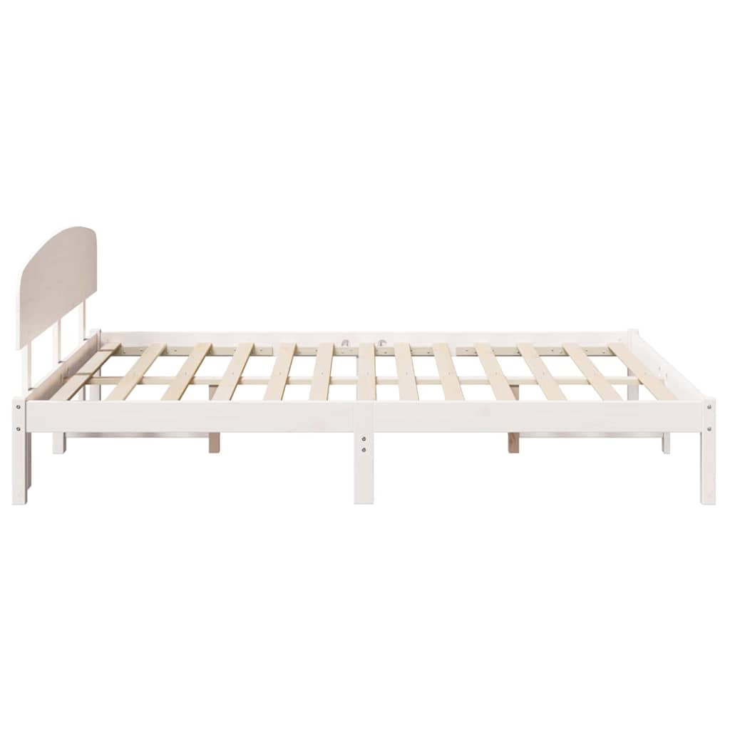 Sengestamme med hodegjerde Hvit 150 x 200 cm Massiv furu