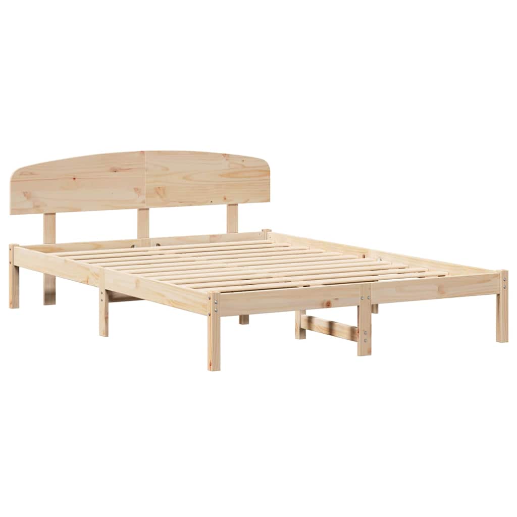 Sengestamme med hodegjerde Naturlig 140 x 200 cm Massiv furu