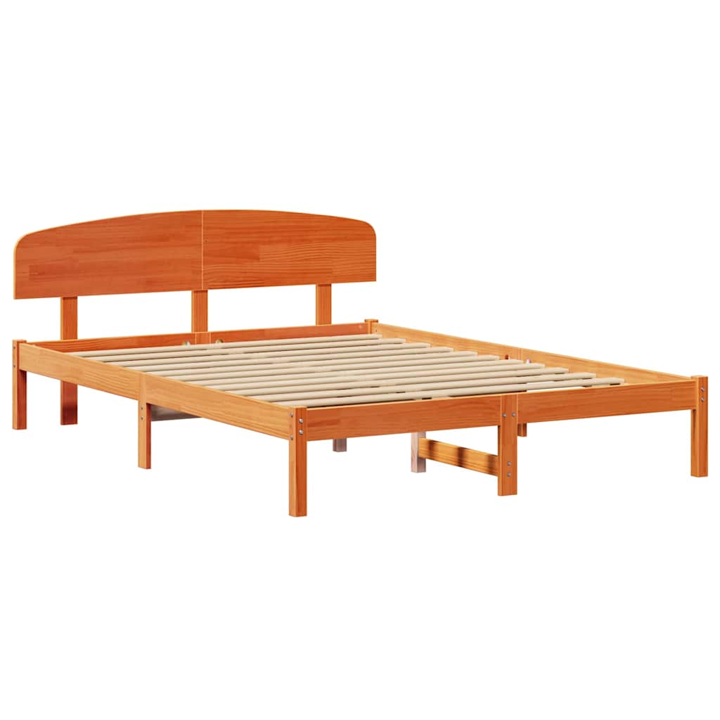 Sengestamme med hodegjerde Vokset Brun 140 x 200 cm Massiv furu