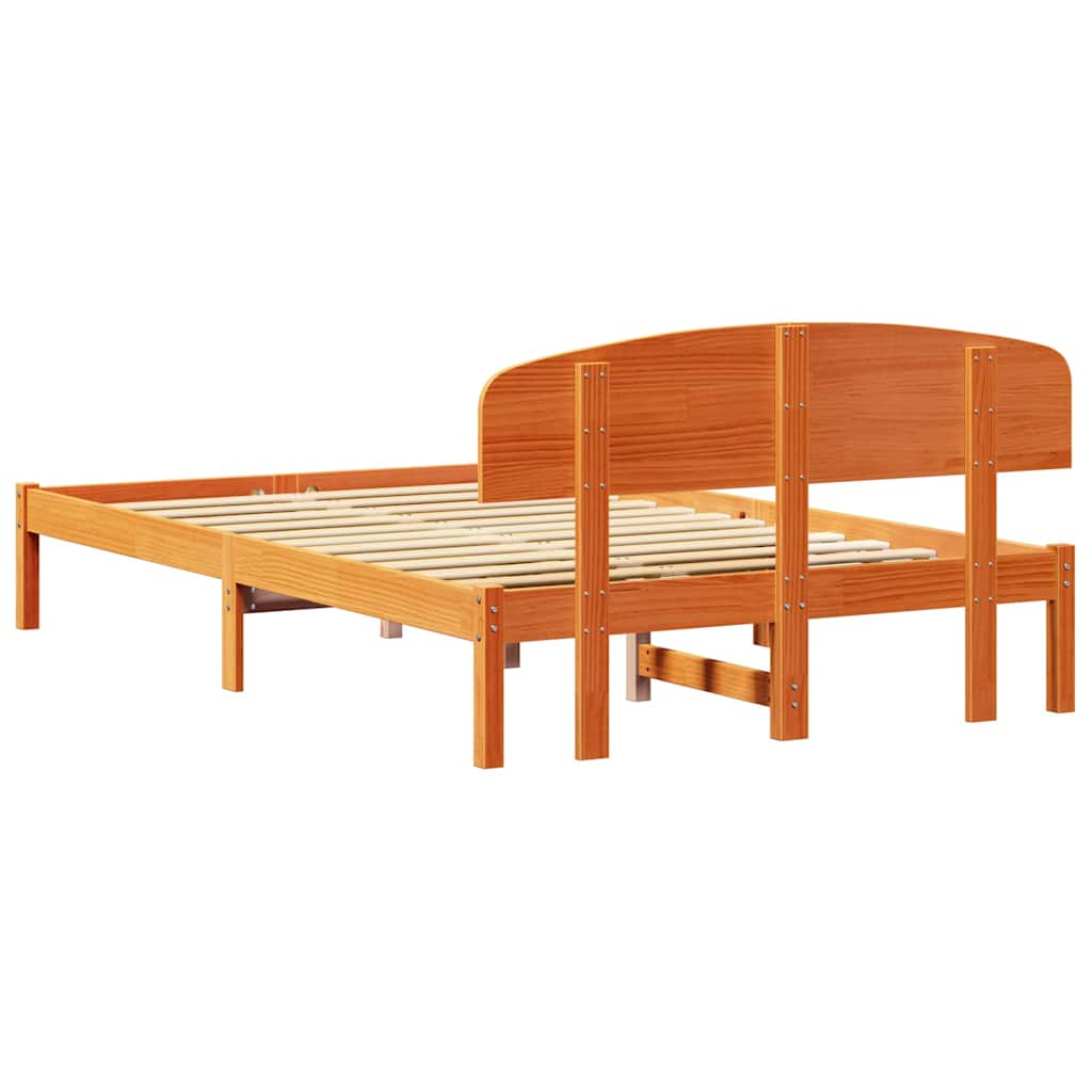 Sengestamme med hodegjerde Vokset Brun 140 x 190 cm Massiv furu