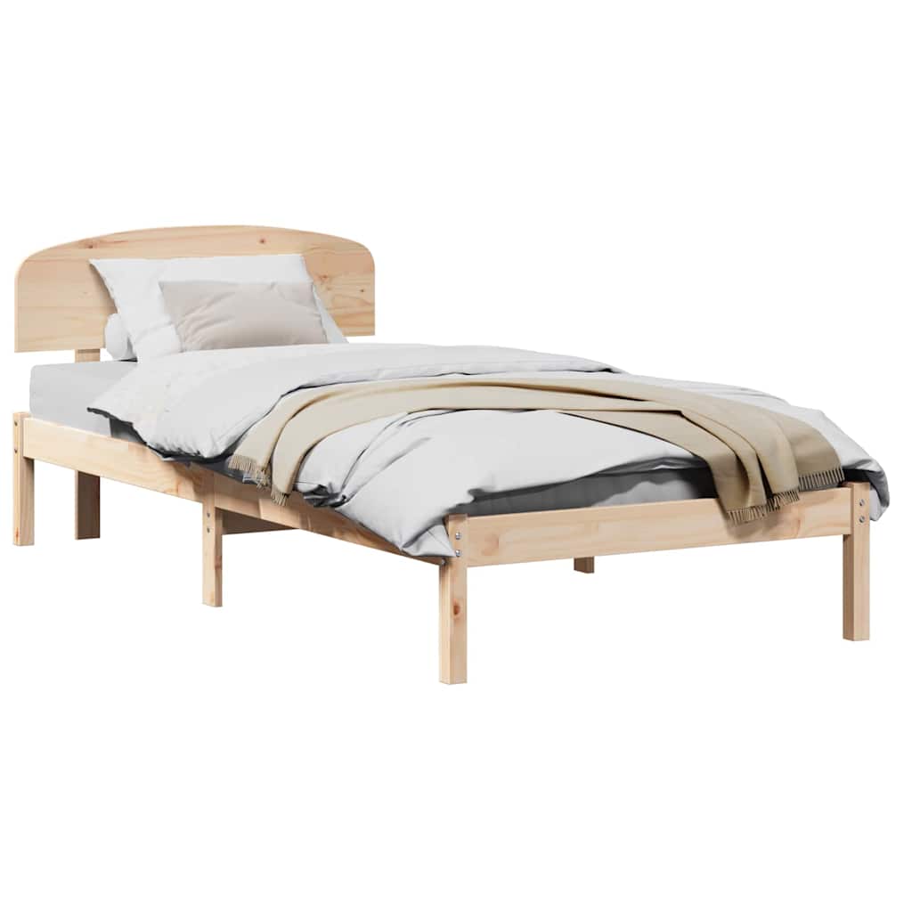 Sengestamme med hodegjerde Naturlig 90 x 200 cm Massiv furu