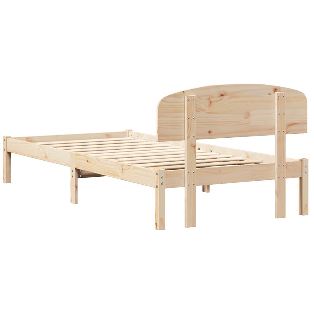 Sengestamme med hodegjerde Naturlig 80 x 200 cm Massiv furu