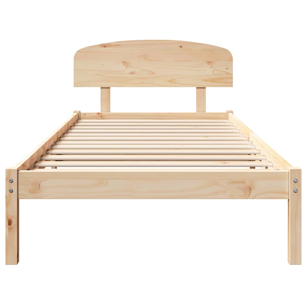 Sengestamme med hodegjerde Naturlig 75 x 190 cm Massiv furu