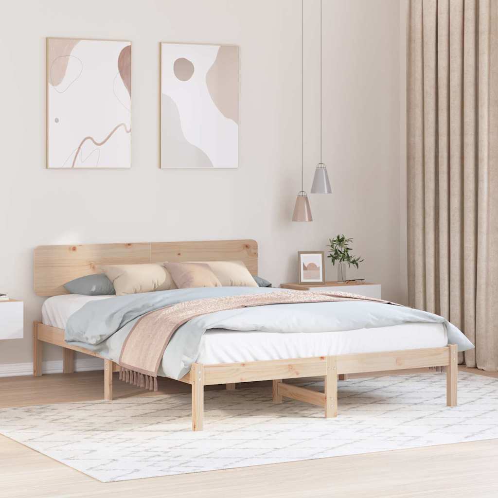 Sengestamme med hodegjerde Naturlig 200 x 200 cm Massiv furu