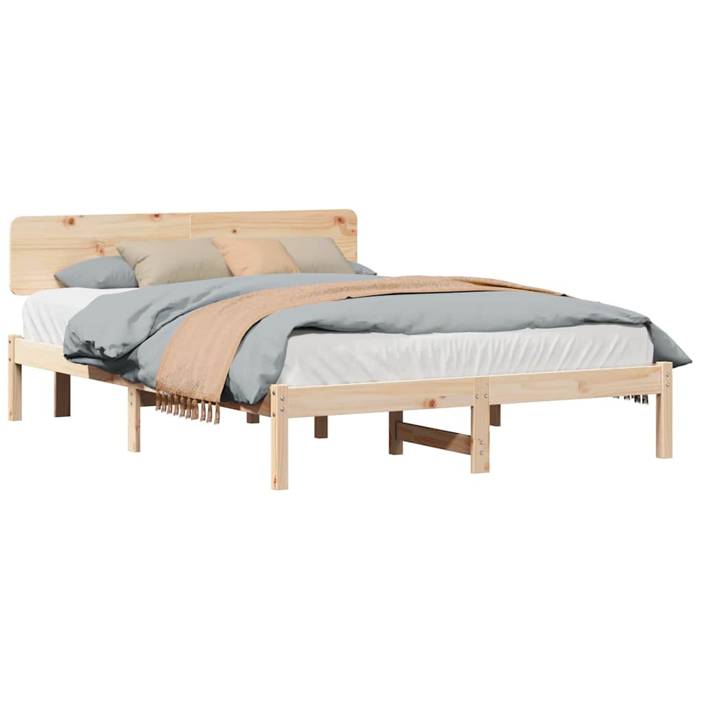 Sengestamme med hodegjerde Naturlig 200 x 200 cm Massiv furu