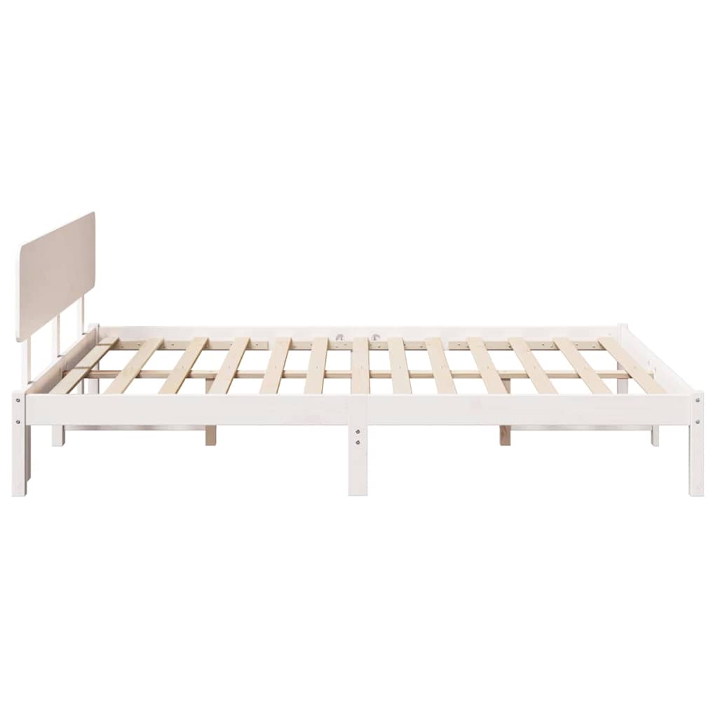 Sengestamme med hodegjerde Hvit 200 x 200 cm Massiv furu