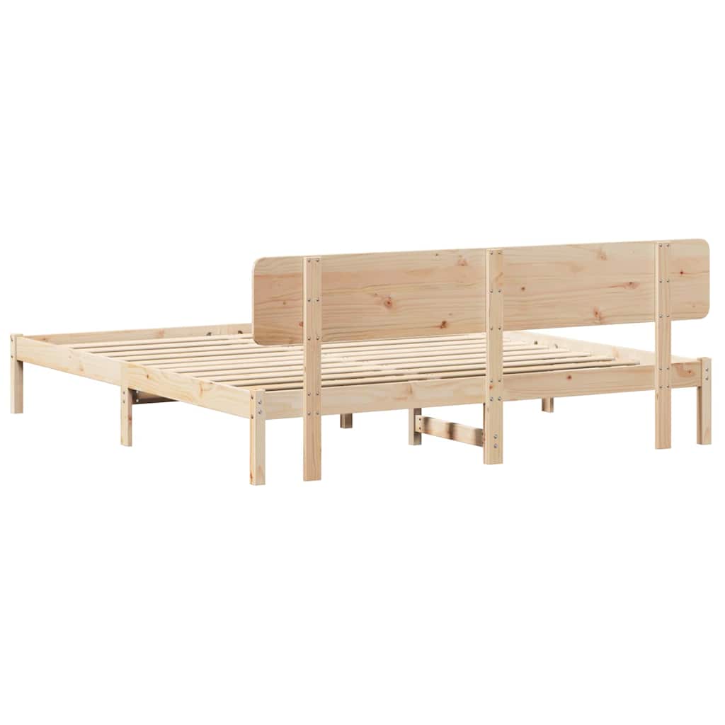Sengestamme med hodegjerde Naturlig 180 x 200 cm Massiv furu