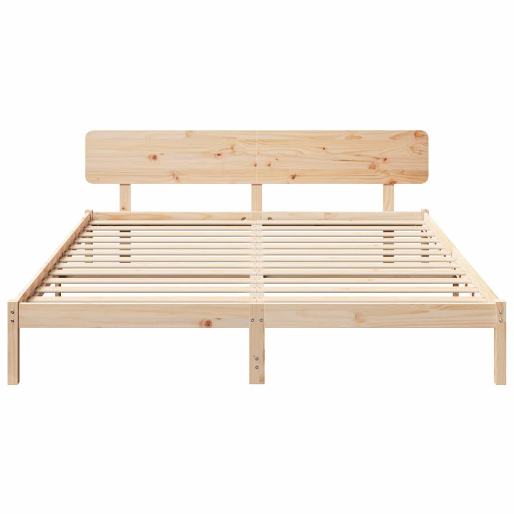 Sengestamme med hodegjerde Naturlig 180 x 200 cm Massiv furu