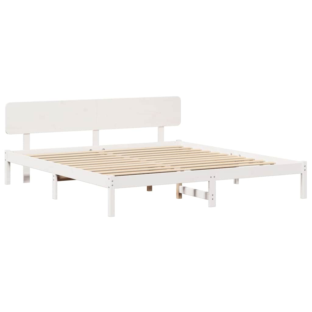 Sengestamme med hodegjerde Hvit 180 x 200 cm Massiv furu