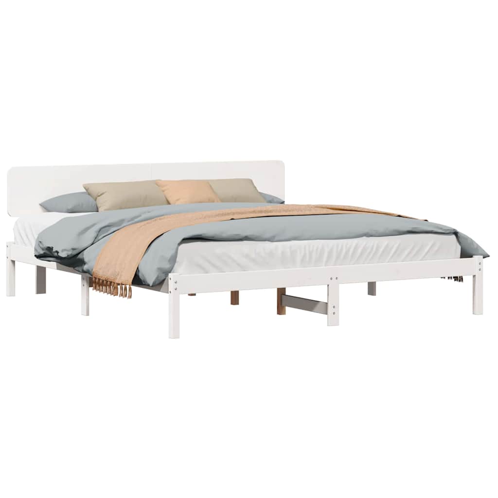 Sengestamme med hodegjerde Hvit 180 x 200 cm Massiv furu