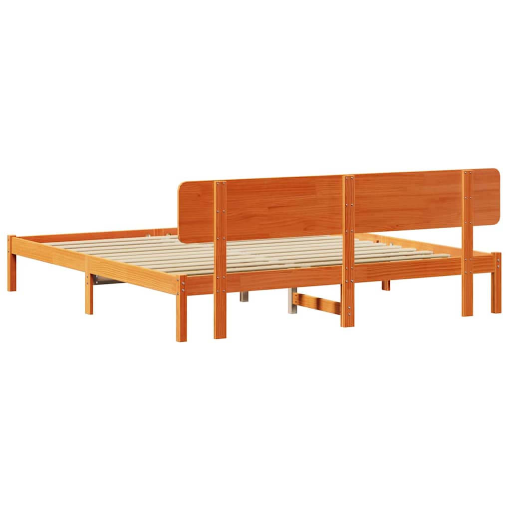 Sengestamme med hodegjerde Vokset Brun 180 x 200 cm Massiv furu