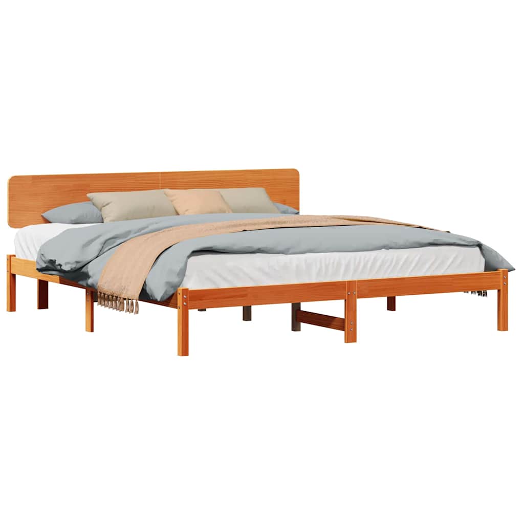 Sengestamme med hodegjerde Vokset Brun 180 x 200 cm Massiv furu