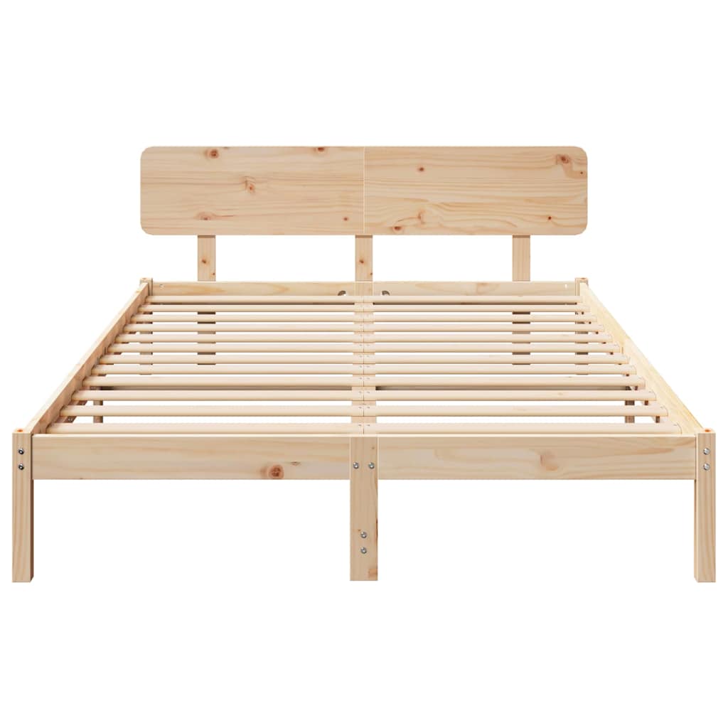 Sengestamme med hodegjerde Naturlig 150 x 200 cm Massiv furu
