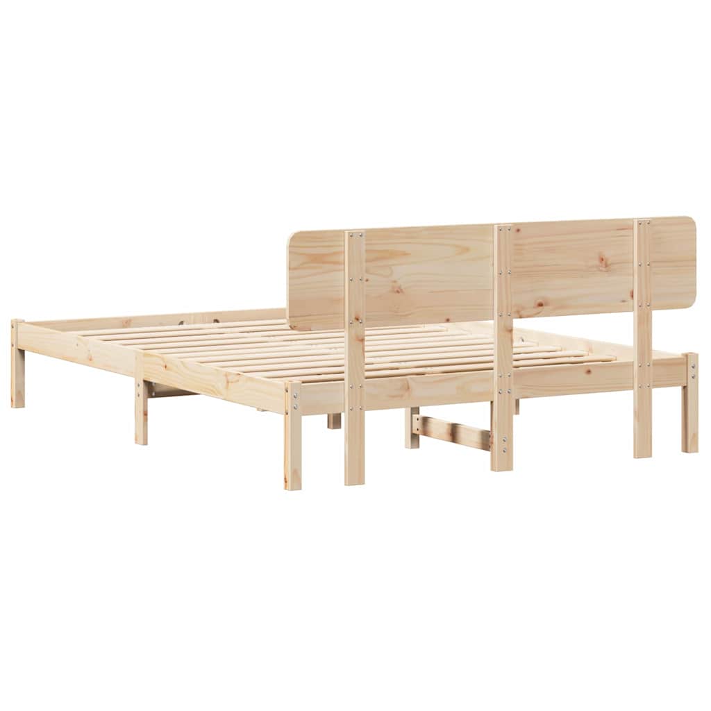 Sengestamme med hodegjerde Naturlig 140 x 200 cm Massiv furu