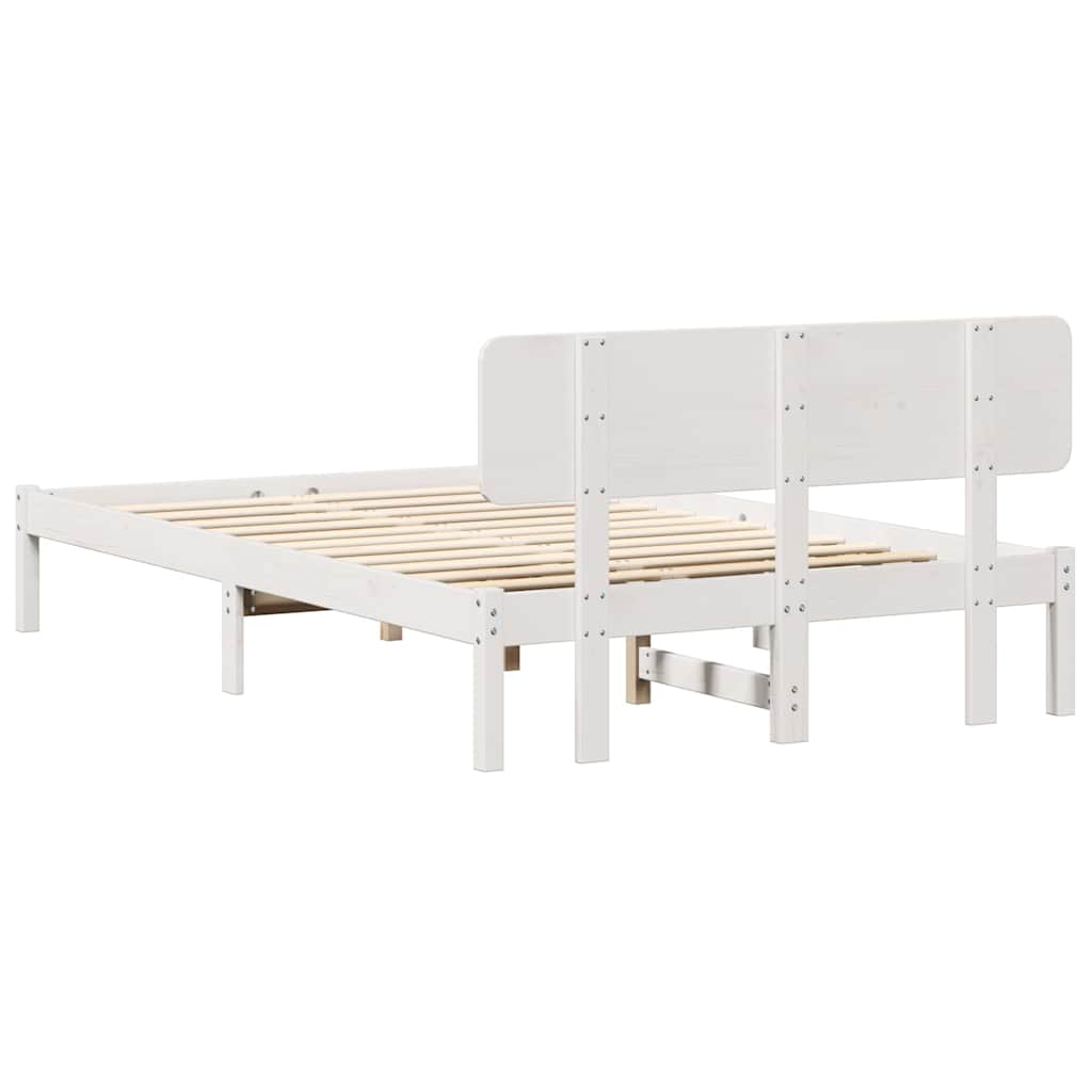 Sengestamme med hodegjerde Hvit 120 x 200 cm Massiv furu
