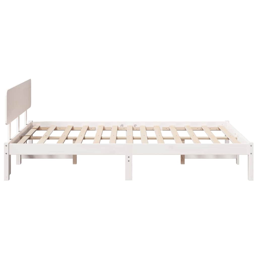 Sengestamme med hodegjerde Hvit 140 x 190 cm Massiv furu