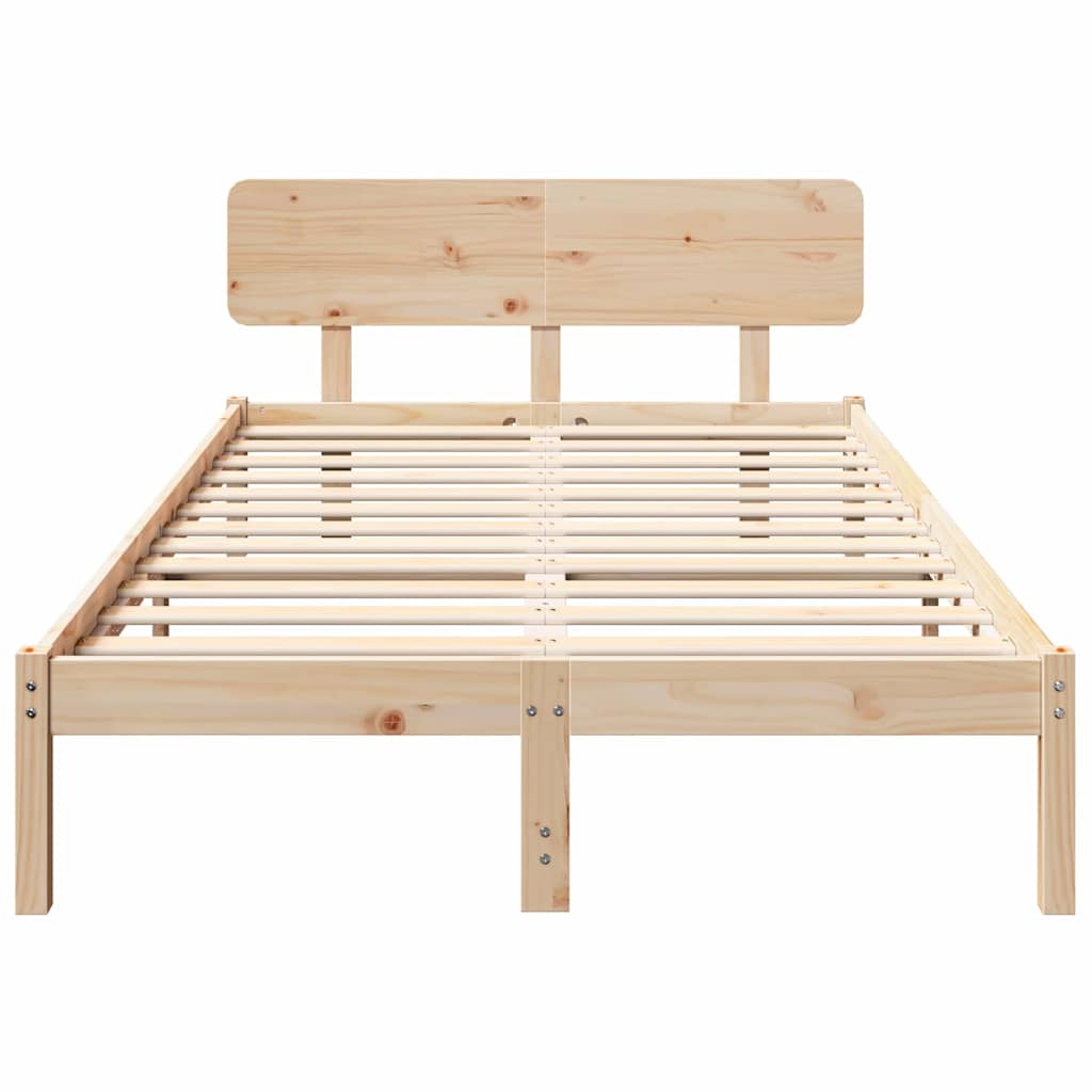 Sengestamme med hodegjerde Naturlig 120 x 190 cm Massiv furu